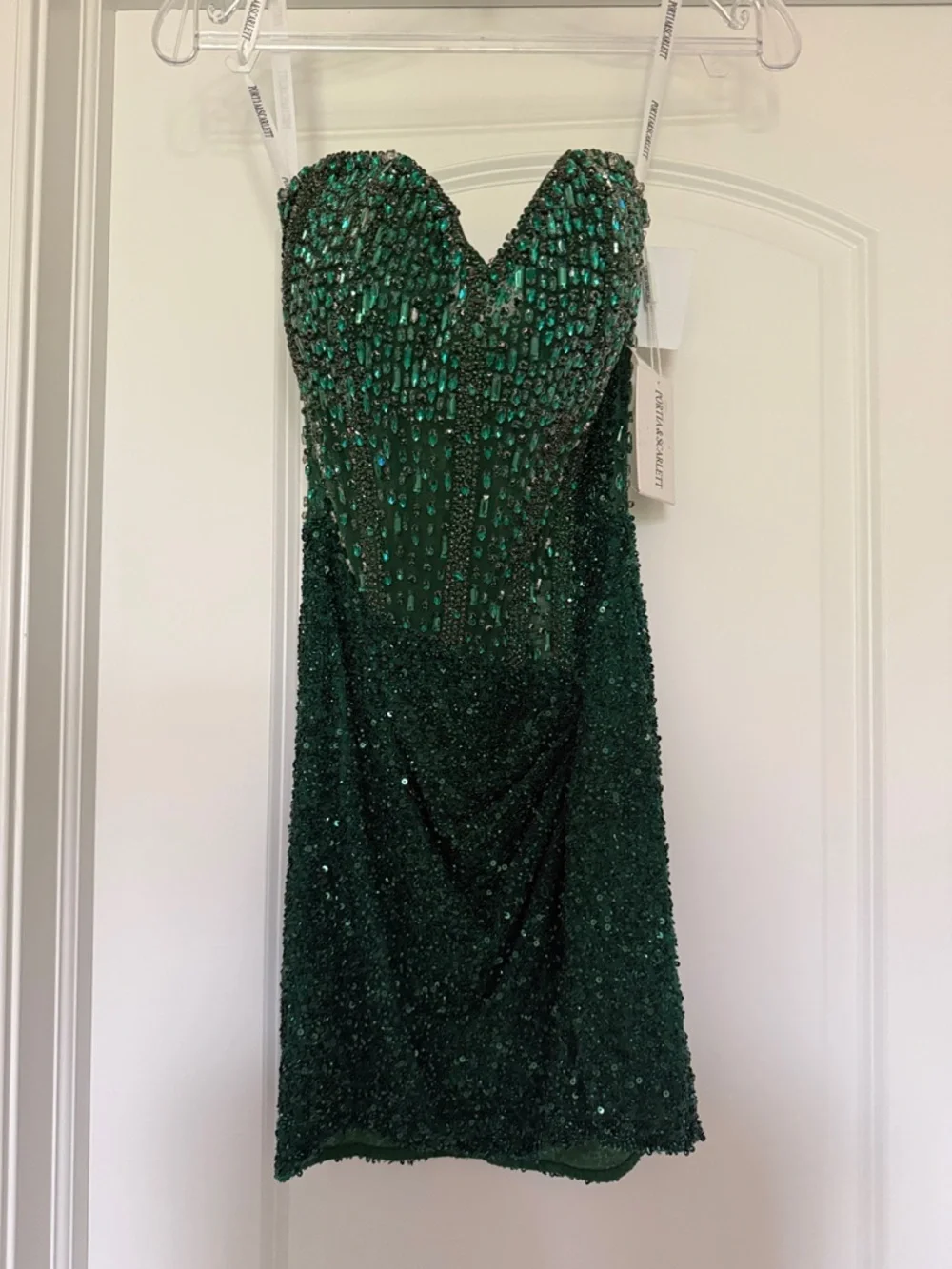 NWT PORTIA&SCARLETT Emerald Beaded Strapless Cocktail Dress size 0